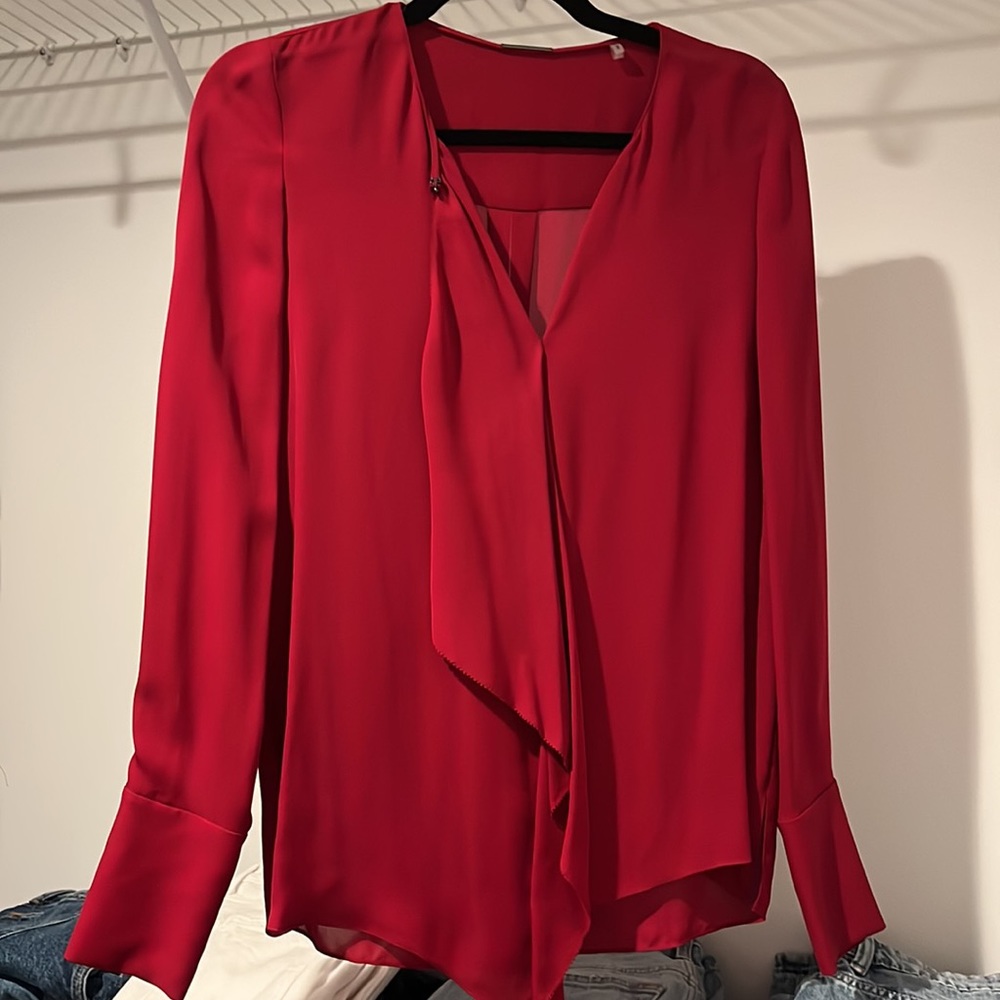 Ellie Tahari Red Silk Blouse